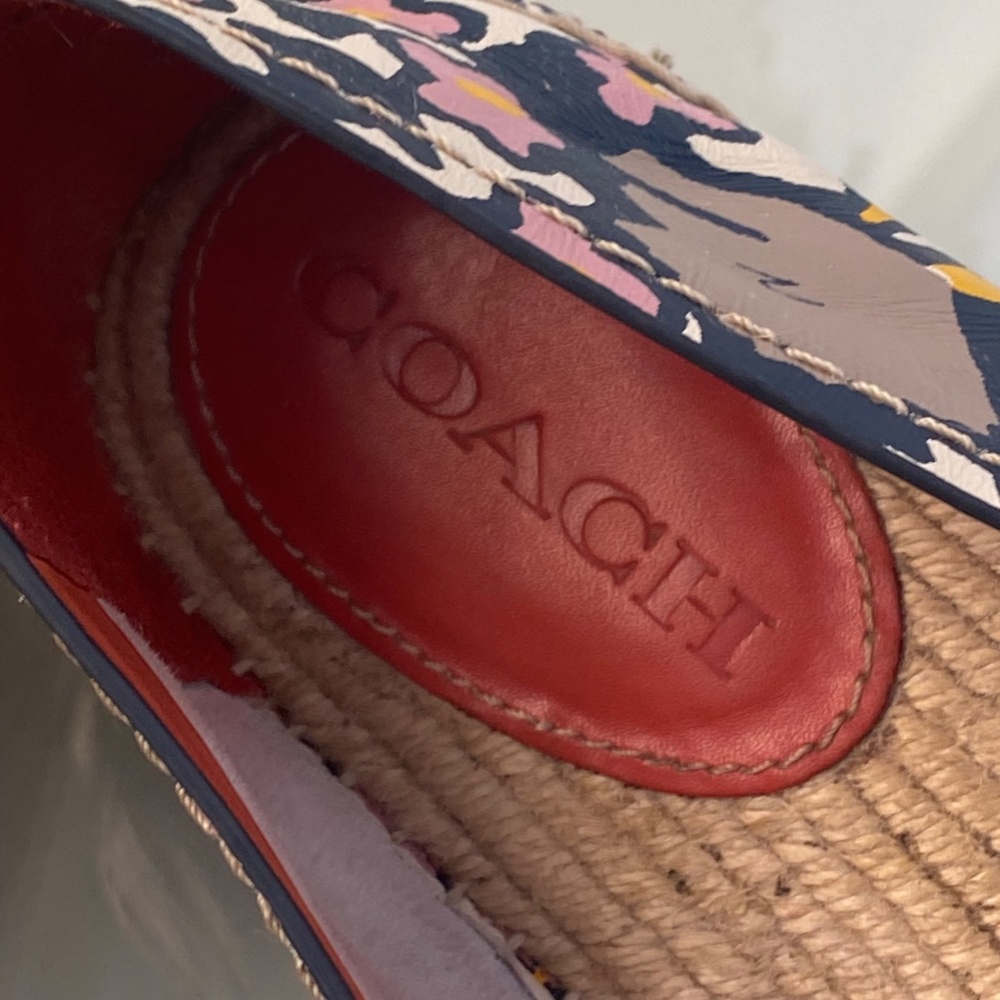 COACH Women's Floral Espadrilles Nappa Leather Slip-On Flat Size 11B - Picture 4 of 10